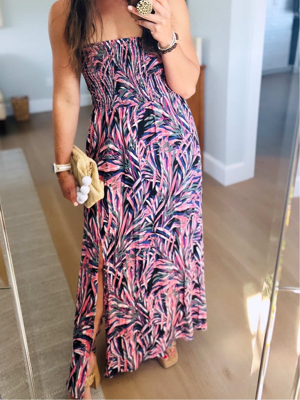Evereve floral strapless maxi dress